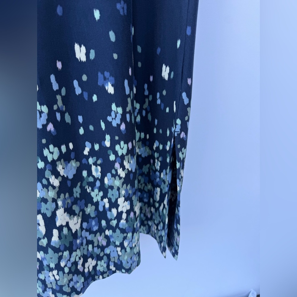 Pure J. Jill Navy Floral Border-Print Maxi Dress Pockets Side Slits - Picture 9 of 14